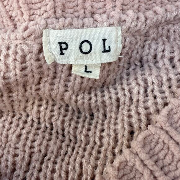 Pol Anthropologie Sweater Women's L Rose Pink Loose Weave Oversized Crop Preppy - Picture 6 of 11